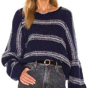 Free People - Hockley /Navy and Gray Striped Sweater